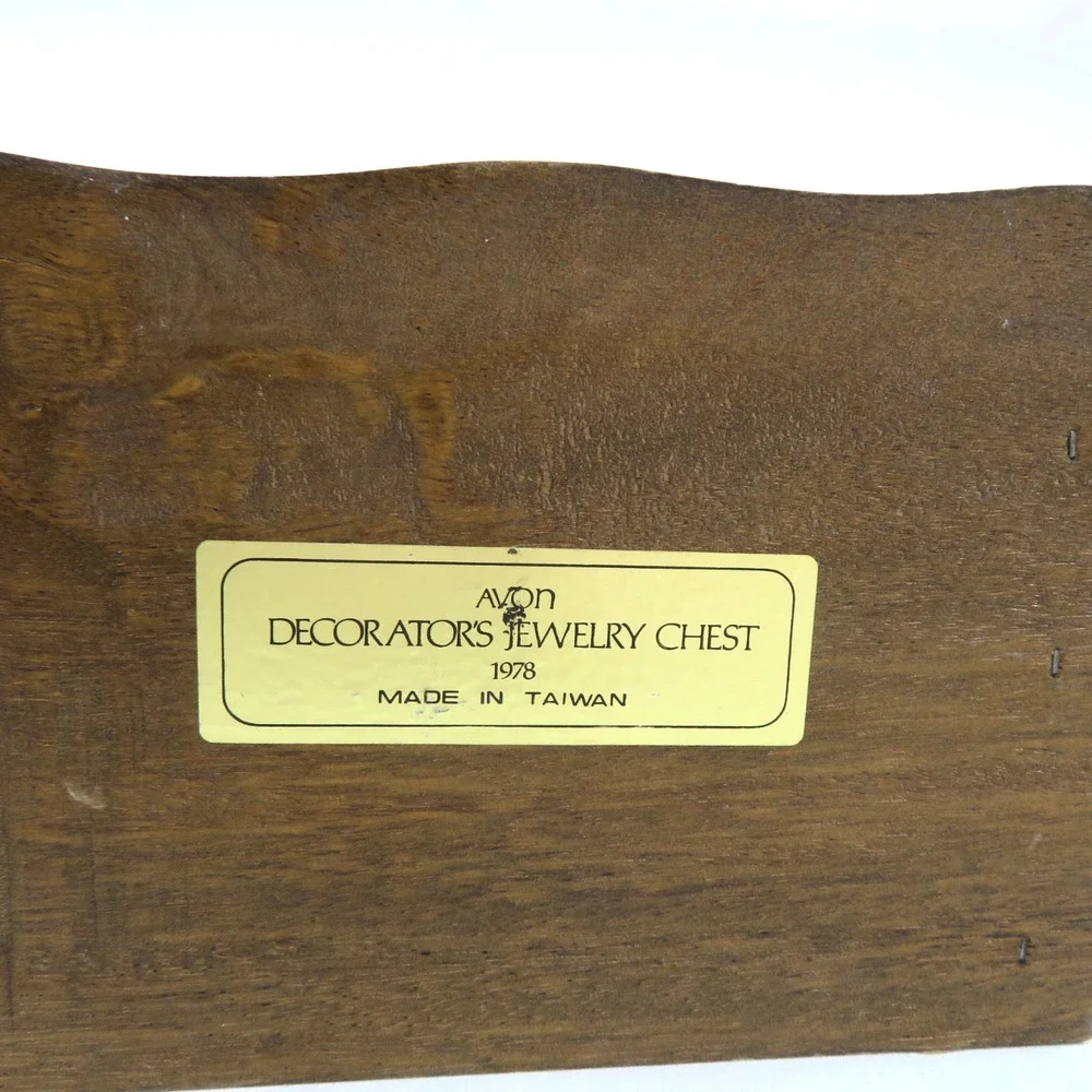 Avon Decorators Jewelry Box Chest 1978 2 Drawer Brown Wood 7 x 5 x 5 Vintage